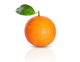 Mandarin with green leaf isolated on transparent background with clipping path. Png file. Tangerine or clementine with green leaf isolated