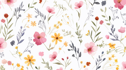 Watercolor seamless pattern with flowers. Floral des