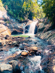 Beautiful bambara kiri ella waterfall in knuckels mountain range sri lanka.