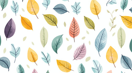 Watercolor seamless pattern with leaves. Watercolor