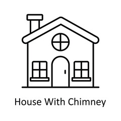 House With Chimney vector outline icon design illustration. Manufacturing units symbol on White background EPS 10 File