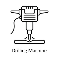 Drilling Machine vector outline icon design illustration. Manufacturing units symbol on White background EPS 10 File