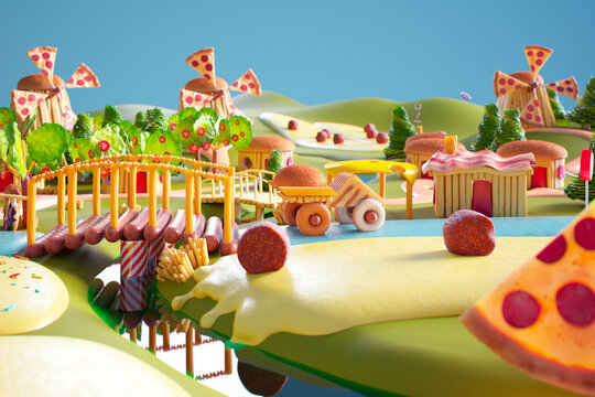Enchanted Confectionery Landscape - Surreal Foodie Dreamworld Scene