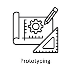 Prototyping vector outline icon design illustration. Manufacturing units symbol on White background EPS 10 File