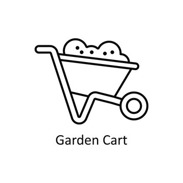 Garden Cart  vector outline icon design illustration. Manufacturing units symbol on White background EPS 10 File