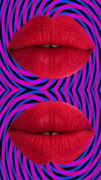 pattern of red lips in vertical