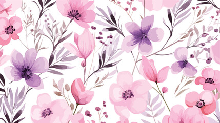 Watercolor seamless pattern with spring floral bouqu