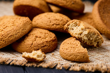 Fresh oatmeal cookies close-up. The concept of healthy eating.