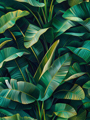 Tropical Big  Bold Leaves Background