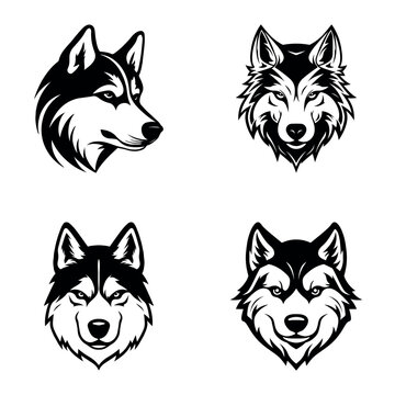 Set of logos with Husky on a white background