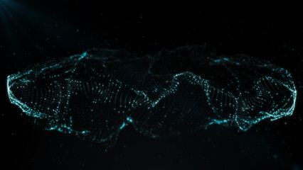 Abstract background with dynamic wave. Big data visualization. Technology background. 3D rendering.