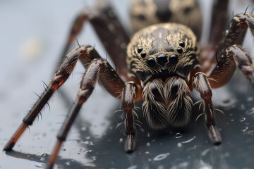 Jumping spider close up. Macro photo of a jumping spider. Wildlife Concept with Copy Space. 