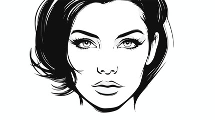 Woman face freehand draw cartoon vector illustration