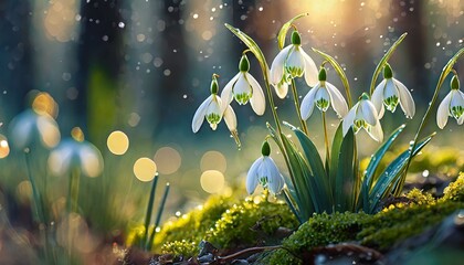 Snowdrop flowers are the heralds of spring and the beautiful flowers of nature. - 753240798
