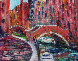 Abstract art painting of Venice Italy - 753241742
