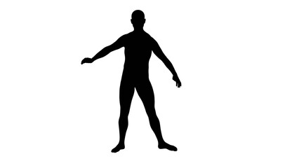 Fototapeta na wymiar Silhouette of a beautiful young athletic man dancing, isolated on transparent background
