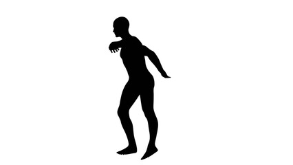 Fototapeta na wymiar Silhouette of a beautiful young athletic man dancing, isolated on transparent background