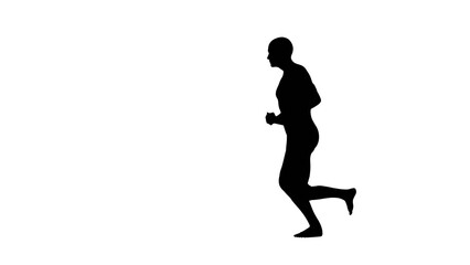 Fototapeta na wymiar Silhouette of a beautiful young athletic man running, isolated on transparent background