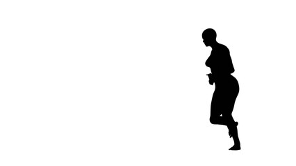 Fototapeta na wymiar Silhouette of a beautiful young athletic woman running isolated on transparent background