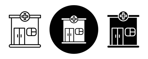 Medical center outline icon collection or set. Medical center Thin vector line art