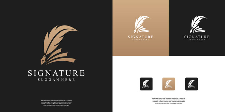 Feather pen author logo design inspiration.