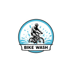 Bike wash logo design. vector editable bike washing logo concept
