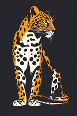 Illustration of logo leopard on black background