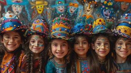 A Jewish kids in a Purim costume Generative AI