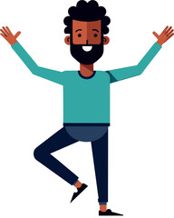 minimalist flat illustration of Matura man in self-acceptance and meditation pose vector graphic