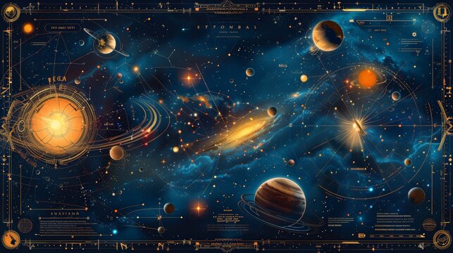 star map with planets and routes between planets 
