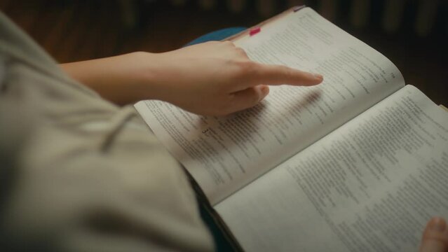 focused on personal devotional reading leather bible