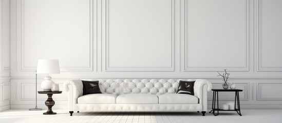 Fototapeta na wymiar White Room with Leather Couch