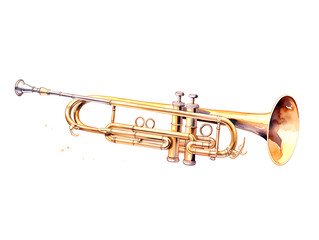 Obraz premium Illustration of a trumpet instrument on white background