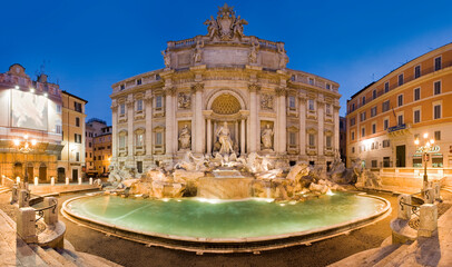 Naklejka premium Italien; Rom, Fontana di Trevi, Brunnen, Trevi-Brunnen, spŠtbarock, klassizistisch, Niccol˜ Salvi