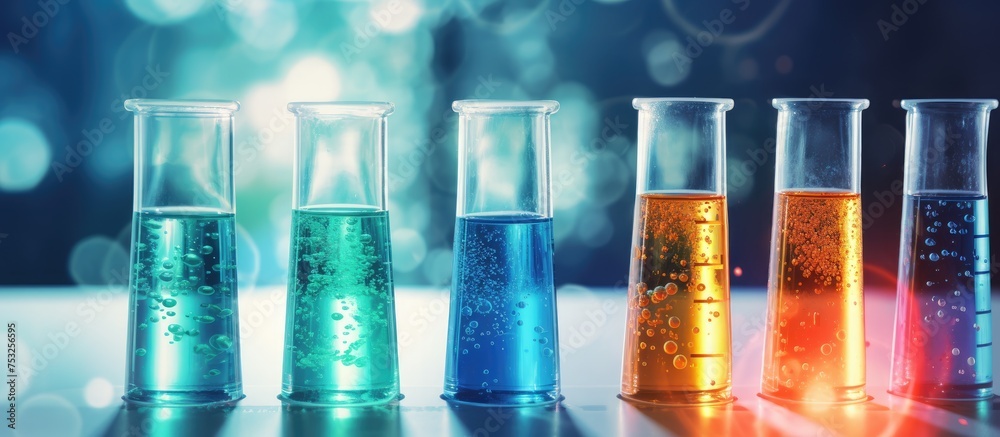 Poster Vibrant Science Experiment with a Display of Colorful Liquids in Test Tubes