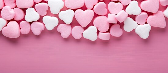 Romantic Pink Background Adorned with Delicate Hearts in Various Sizes and Shades of Pink