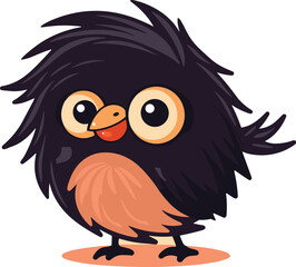 Cute Cartoon Owl with Big Eyes and a Nut in its Beak