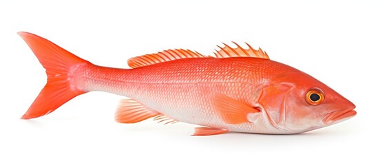 Vibrant Red Fish Swimming Gracefully on a Clean White Background