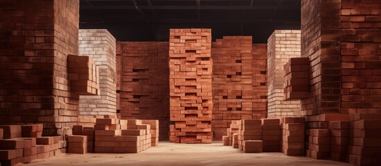 Massive Heap of Red Bricks Creating a Construction Site Scene with Building Materials