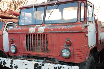 fire engine close-up. old special equipment of the times of the USSR