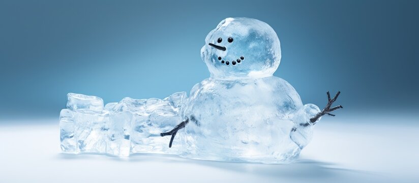 Ethereal Ice Sculpture: Delicate Snowman Crafted from Crystal Clear Ice