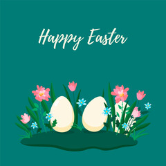Easter eggs in spring colors. Easter concept. Template for card, poster, banner, textile, paper, print. Vector illustration in modern style.