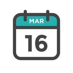 March 16 Calendar Day or Calender Date for Deadlines or Appointment