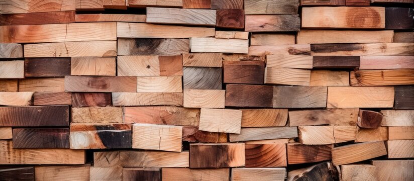 A Variety of Wooden Planks Piled Up Outdoors in a DIY Construction Scene