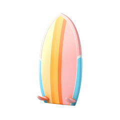 Surfboard icon, 3D render style, isolated on white or transparent background.