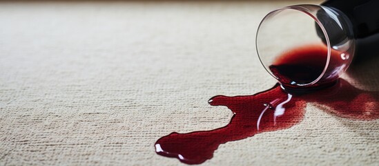 Unexpectedly Spilled Red Wine Bottle Causing a Stain on the Floor - obrazy, fototapety, plakaty