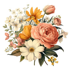 Orange flowers icon, 3D render style, isolated on white or transparent background.