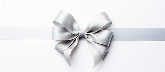 Elegant White Ribbon Adorned with a Delicate Bow for Stylish Gift Wrapping