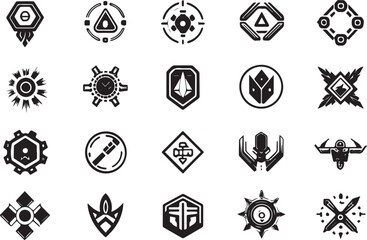 Set video game symbol. Hand drawn vector illustration