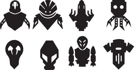 Set video game symbol. Hand drawn vector illustration